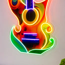 Colorful Guitar In Abstract Art LED Neon Sign Light Pop Art