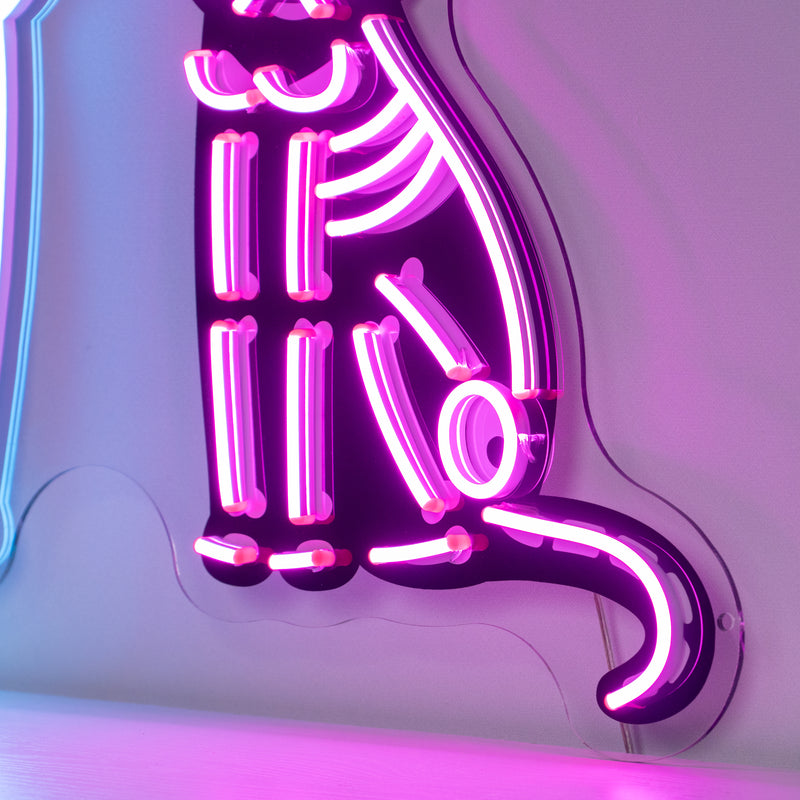 Black Cat Skeleton LED Neon Sign Light Pop Art