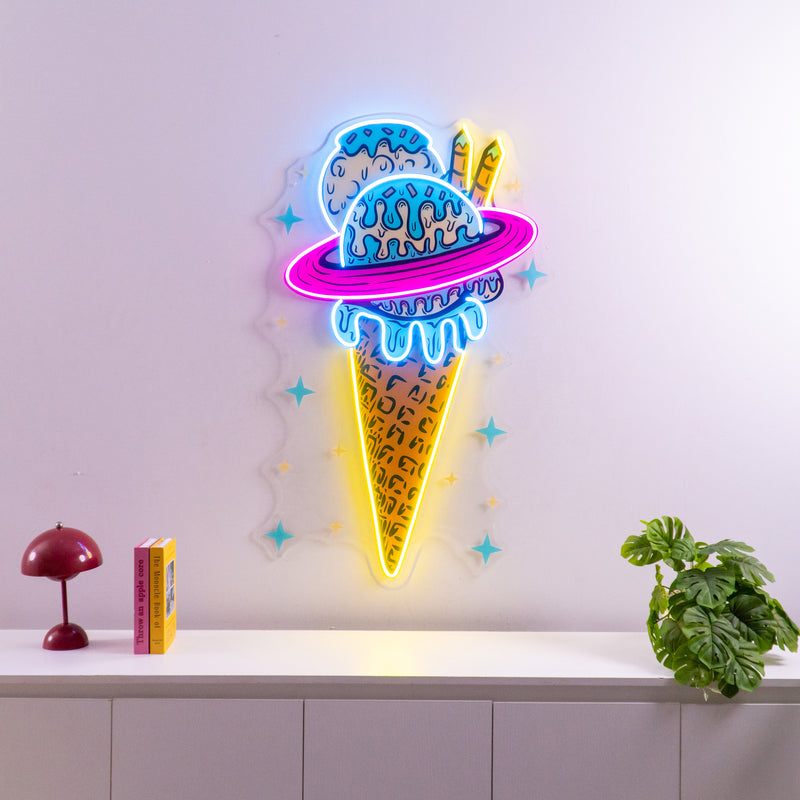 Planets Ice Cream Vintage LED Neon Sign Light Pop Art