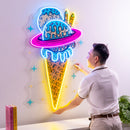 Planets Ice Cream Vintage LED Neon Sign Light Pop Art