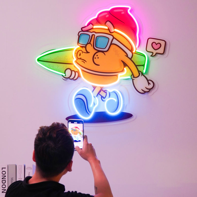 Ice Cream Trendy Retro LED Neon Sign Light Pop Art