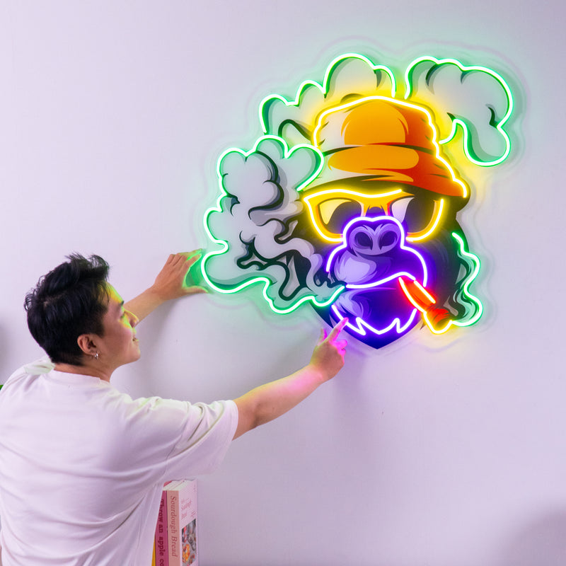 Yellow Hat Monkey LED Neon Sign Light Pop Art