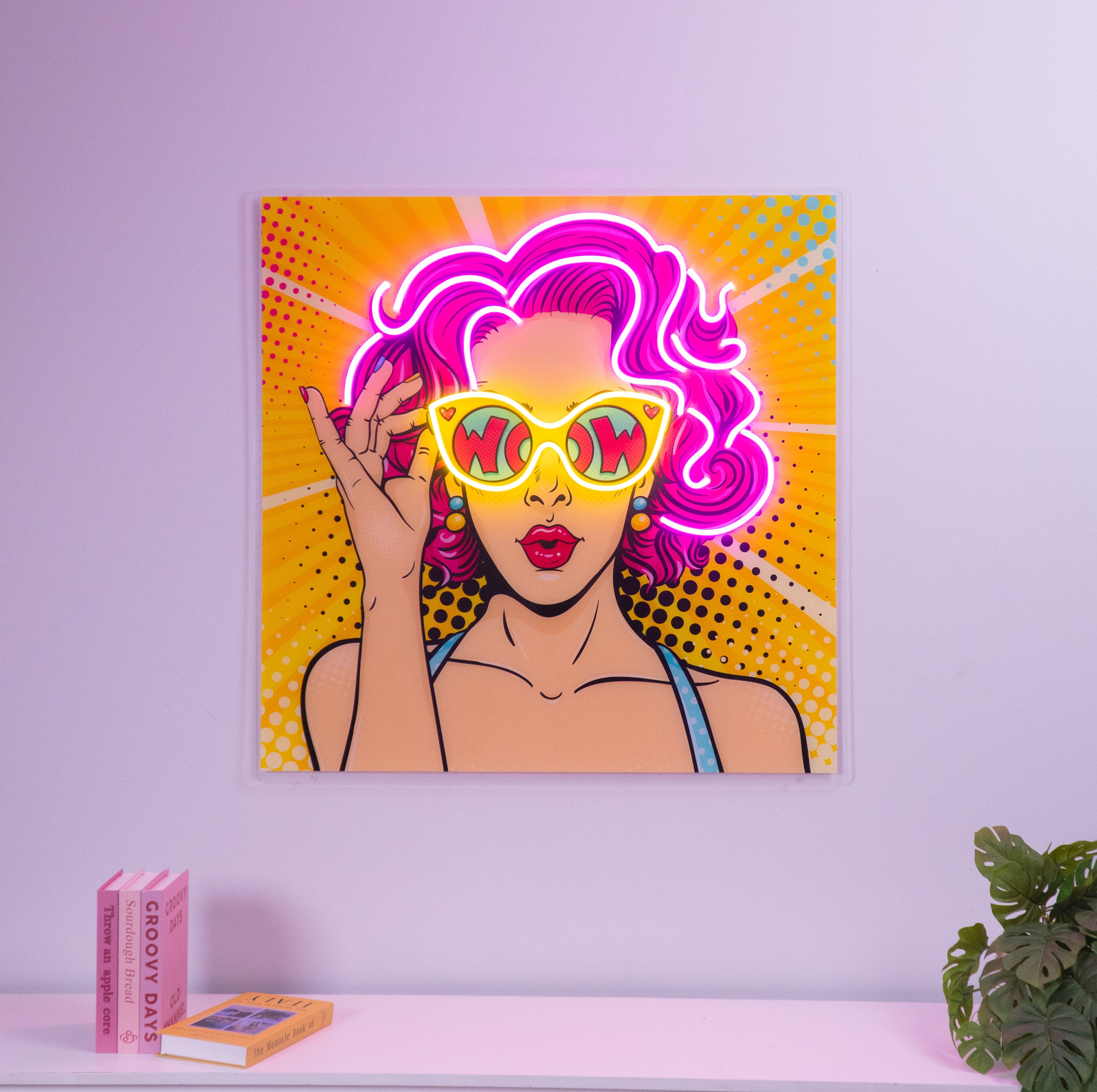 Wow Lady Pop Art Led Neon Acrylic Artwork