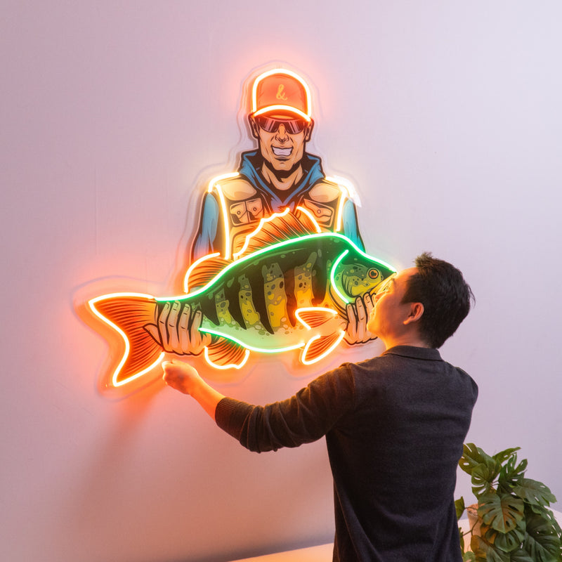 Colorful Fisherman LED Neon Sign Light Pop Art