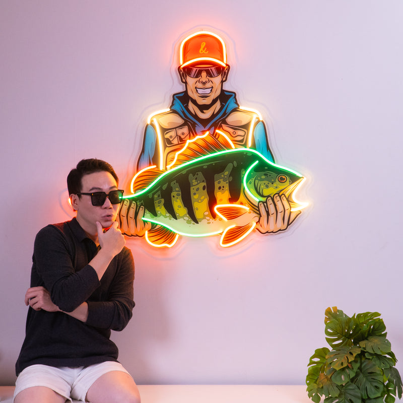 Colorful Fisherman LED Neon Sign Light Pop Art