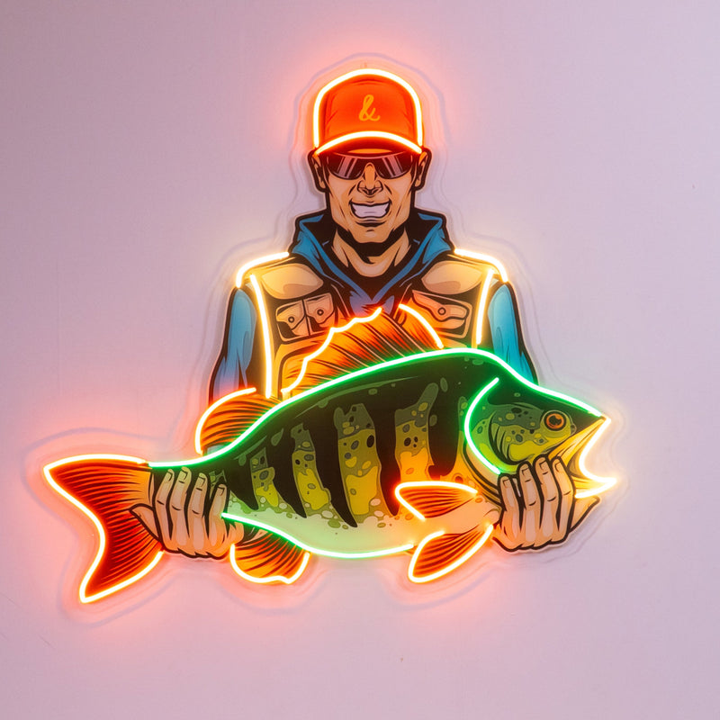 Colorful Fisherman LED Neon Sign Light Pop Art