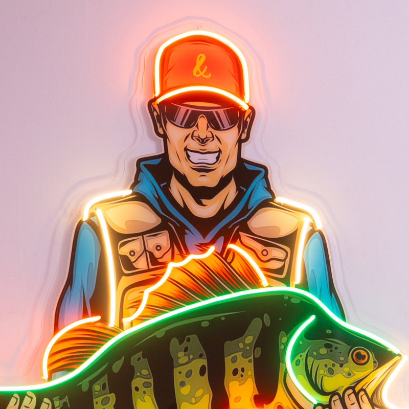 Colorful Fisherman LED Neon Sign Light Pop Art