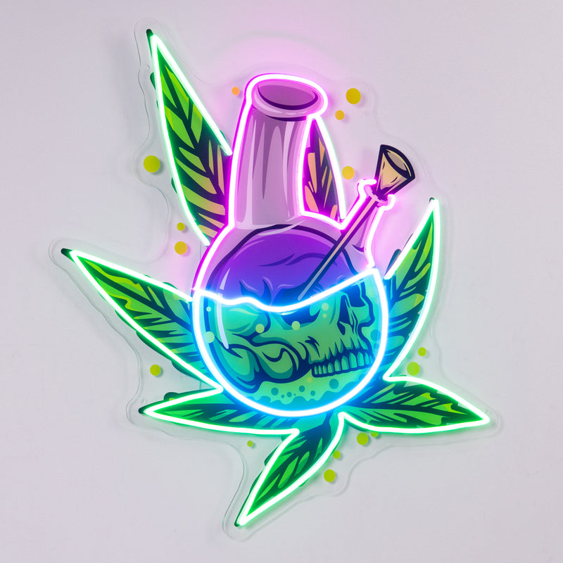 Skull Head  In The Weed Bong LED Neon Sign Light Pop Art