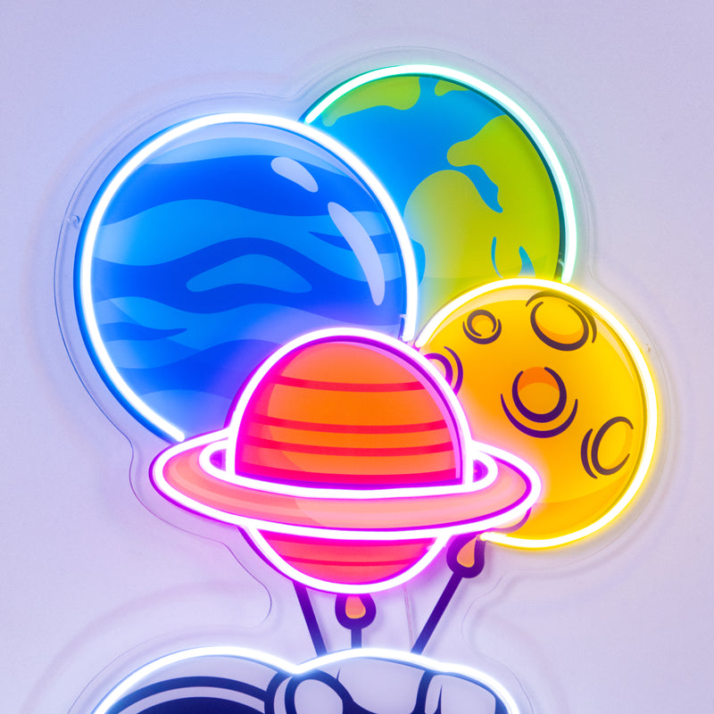 Astronaut Hugging Planet Led Neon Acrylic Artwork