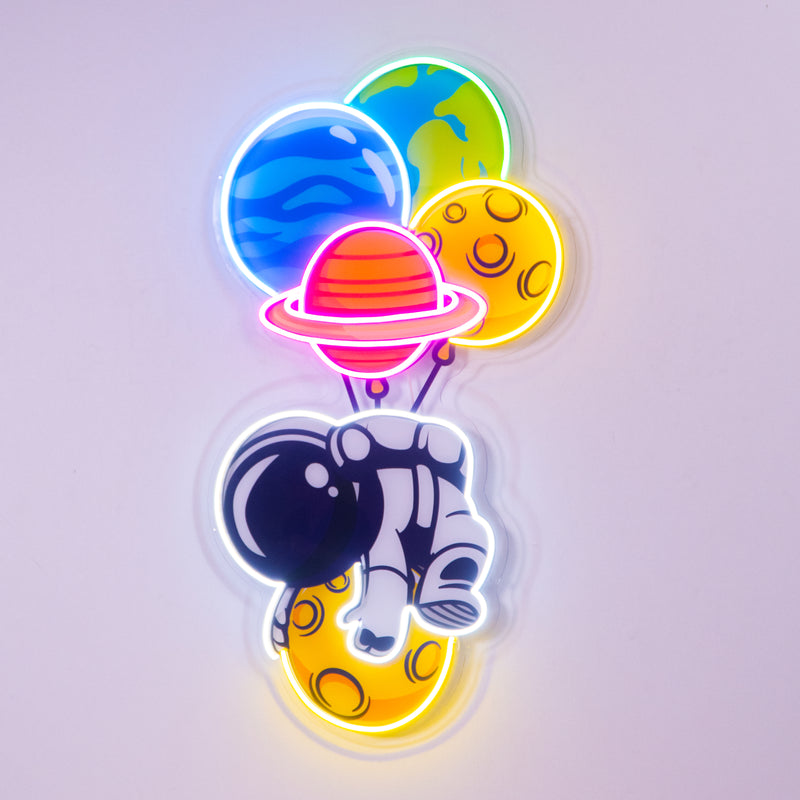 Astronaut Hugging Planet Led Neon Acrylic Artwork