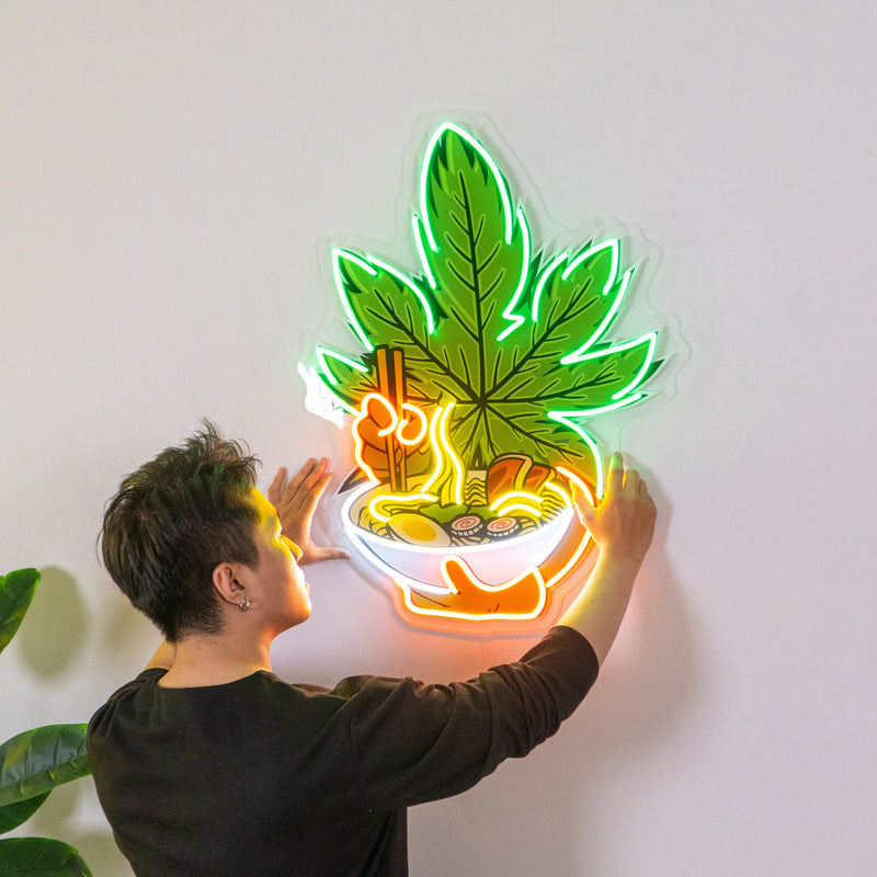 Cannabis Eat Ramen Led Neon Acrylic Artwork