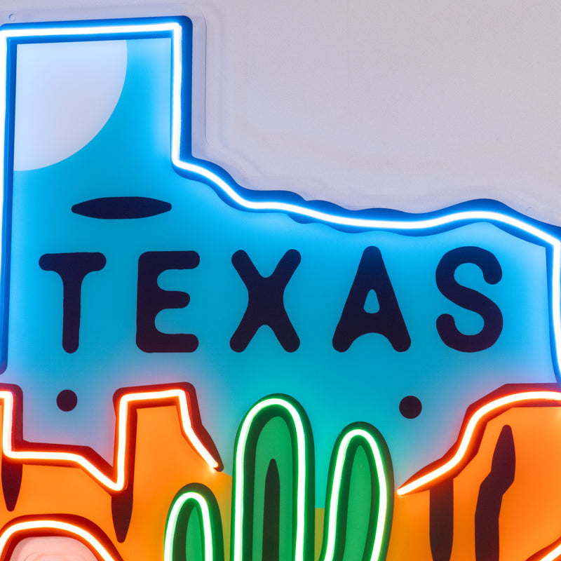 Texas Map LED Neon Sign Light Pop Art