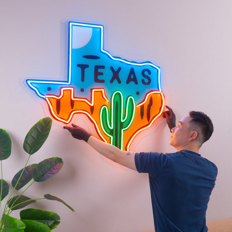 Texas Map LED Neon Sign Light Pop Art