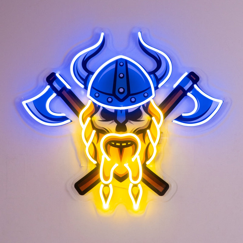 Skull Viking Warrior LED Neon Sign Light Pop Art