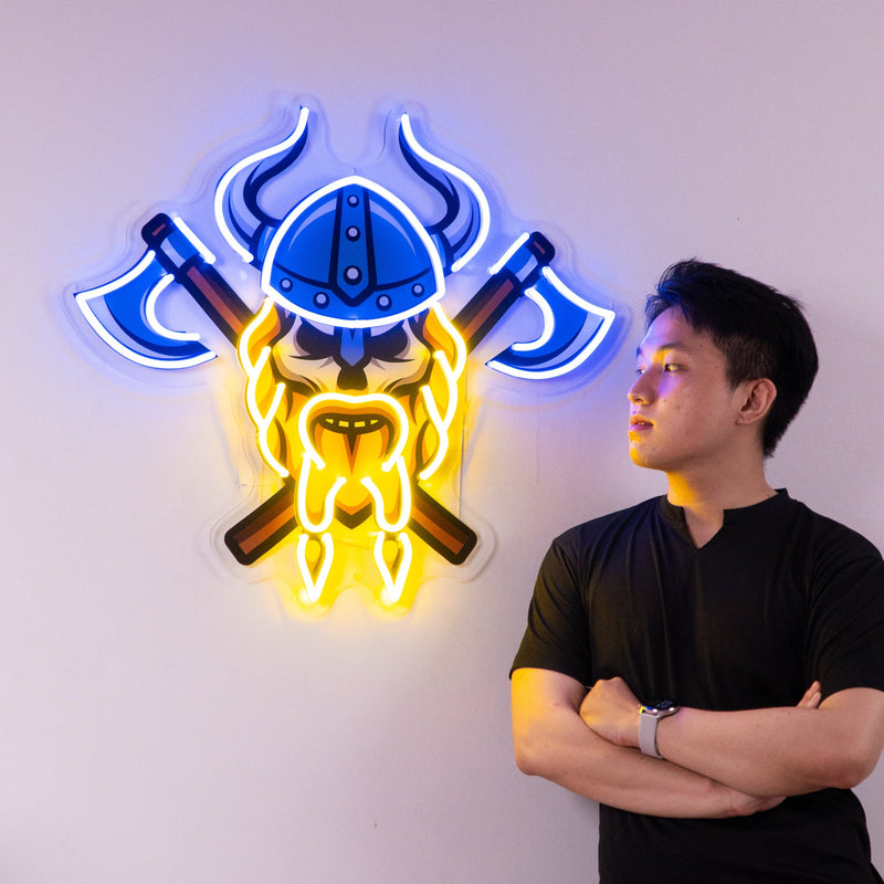 Skull Viking Warrior LED Neon Sign Light Pop Art