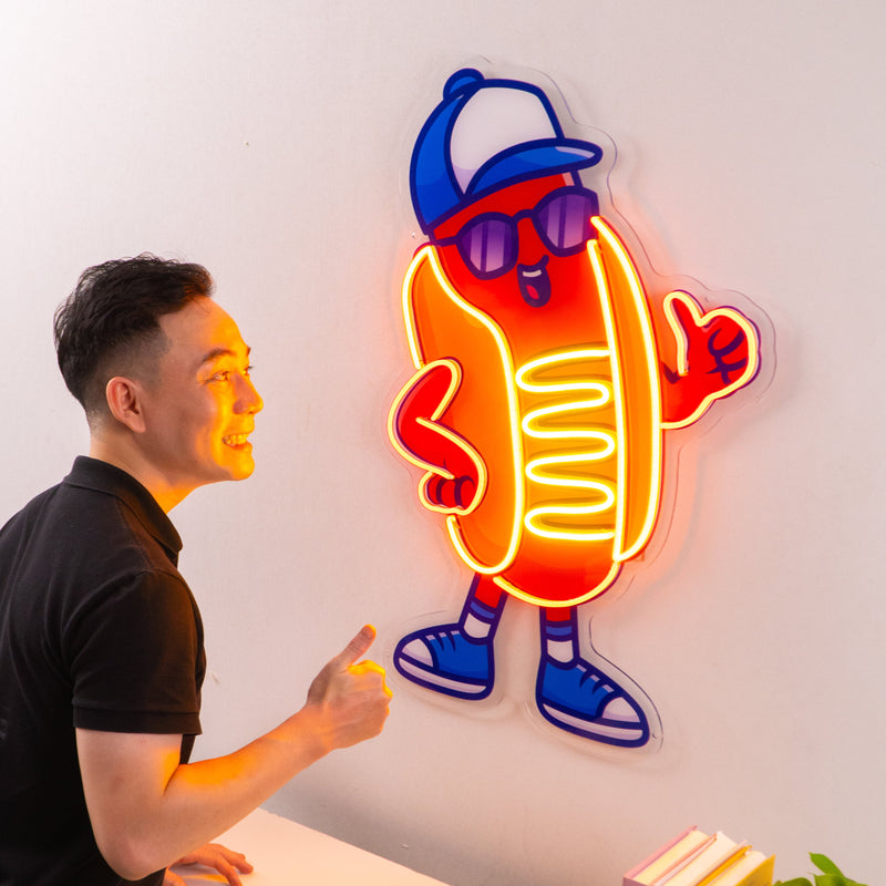 Sportie Hotdog Guy LED Neon Sign Light Pop Art