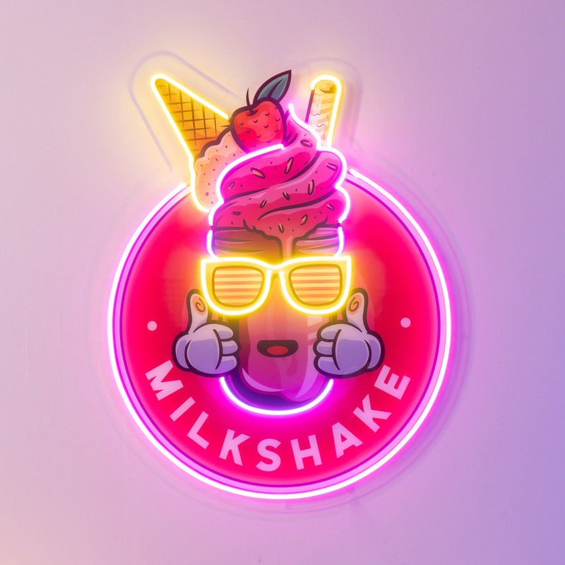 Milkshake Badge LED Neon Sign Light Pop Art