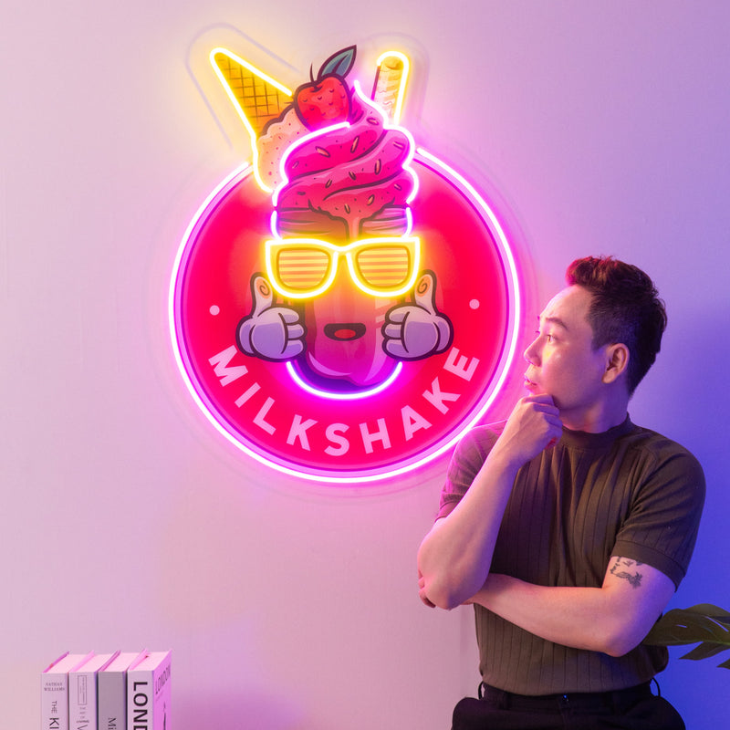 Milkshake Badge LED Neon Sign Light Pop Art