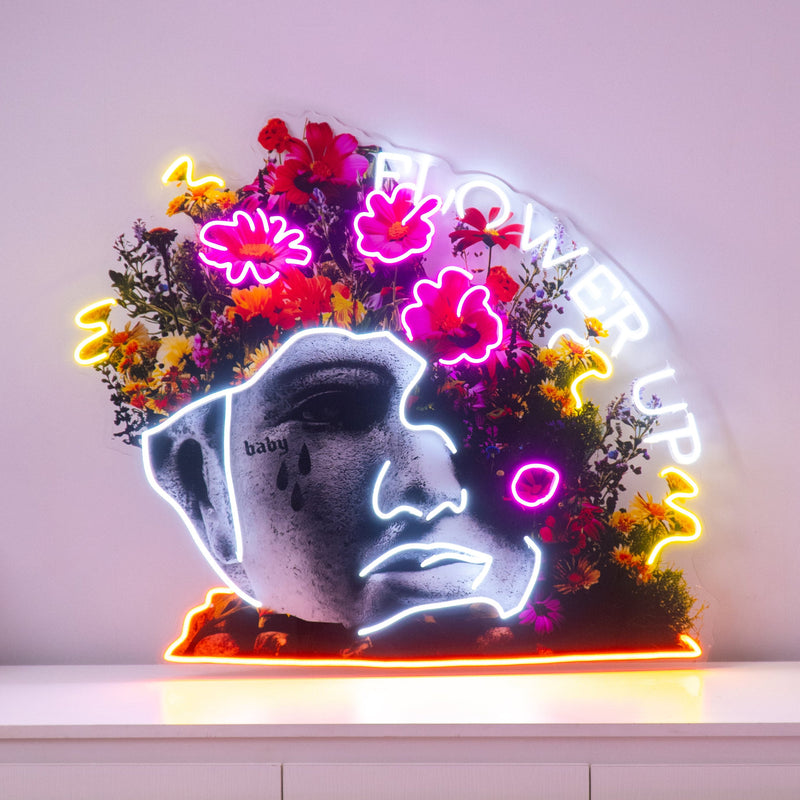 Flowers Bloom Up Collapse Art LED Neon Sign Light Pop Art