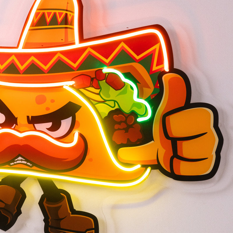 Taco Thumb Up LED Neon Sign Light Pop Art