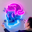 Cat And Skull LED Neon Sign Light Pop Art