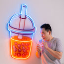 Orange Milktea Neon Acrylic Artwork