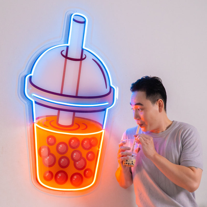 Orange Milktea Neon Acrylic Artwork