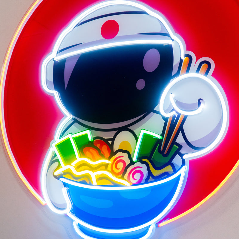 Astronaut Eating Ramen Led Neon Acrylic Artwork