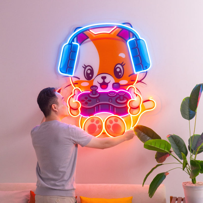 Cute cat Gaming LED Neon Sign Light Pop Art