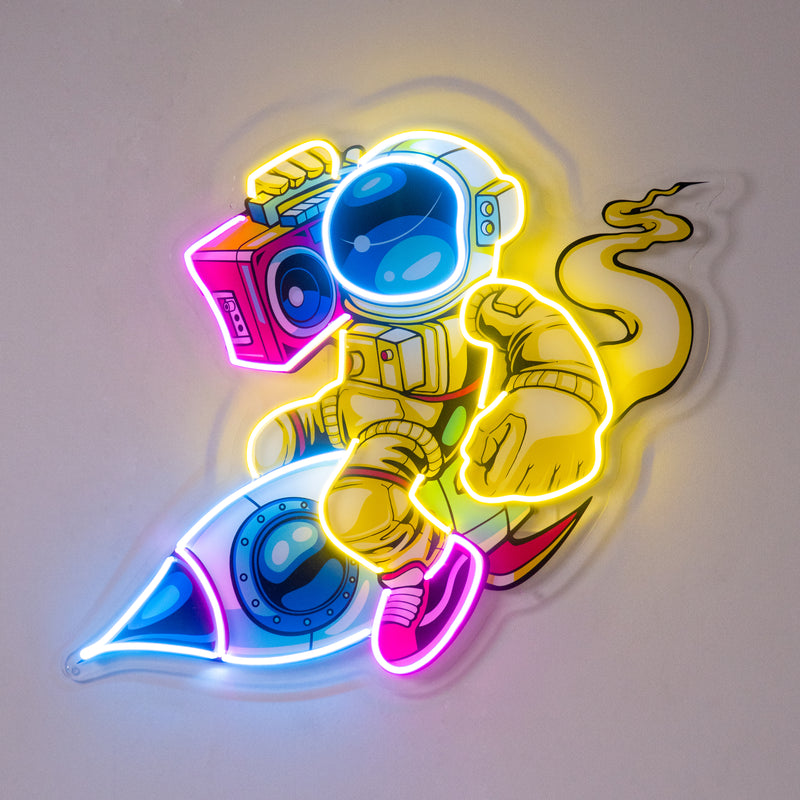 Astronauts Enjoying Space LED Neon Sign Light Pop Art