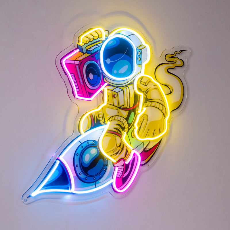 Astronauts Enjoying Space LED Neon Sign Light Pop Art