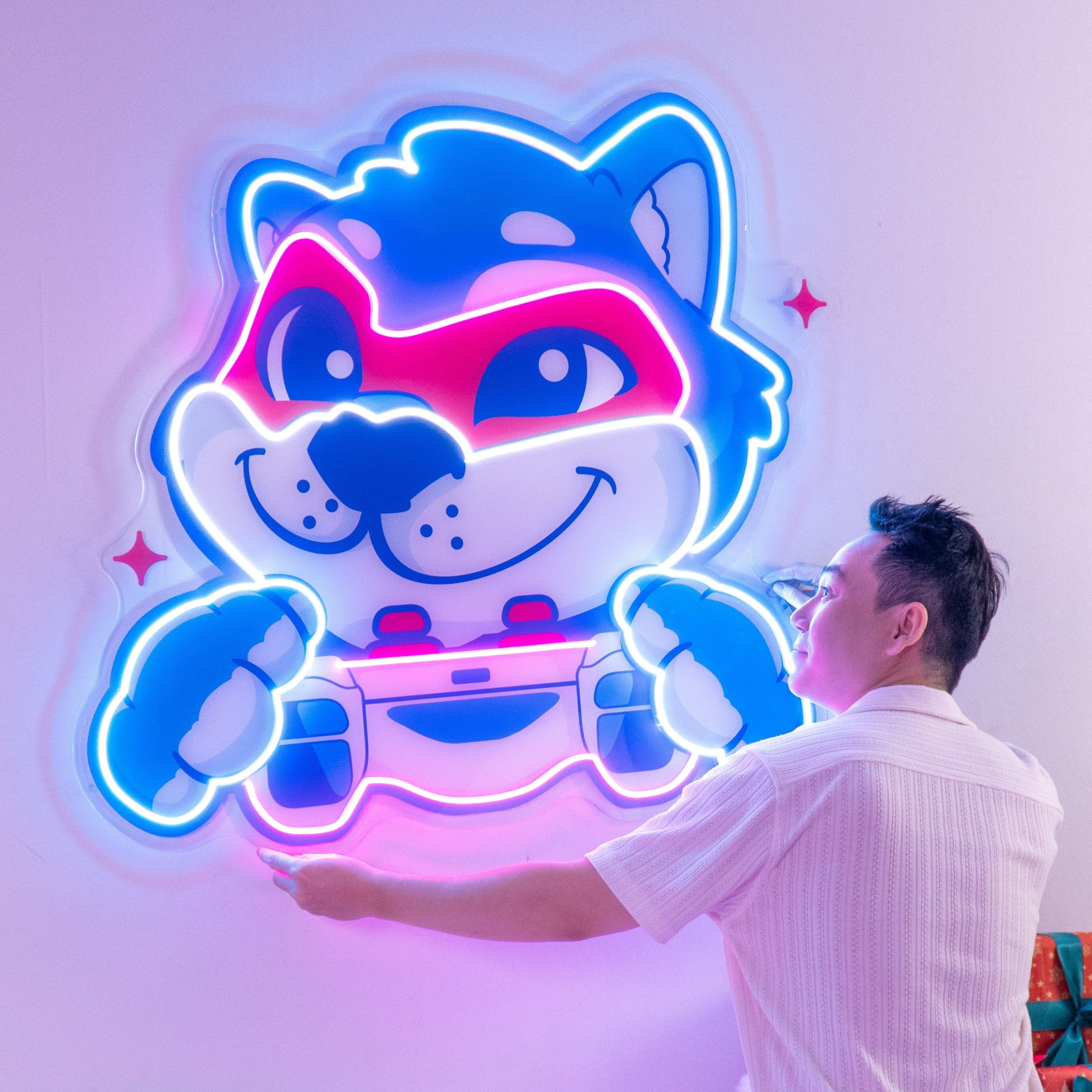 Wolf Mascot Gaming LED Neon Sign Light Pop Art