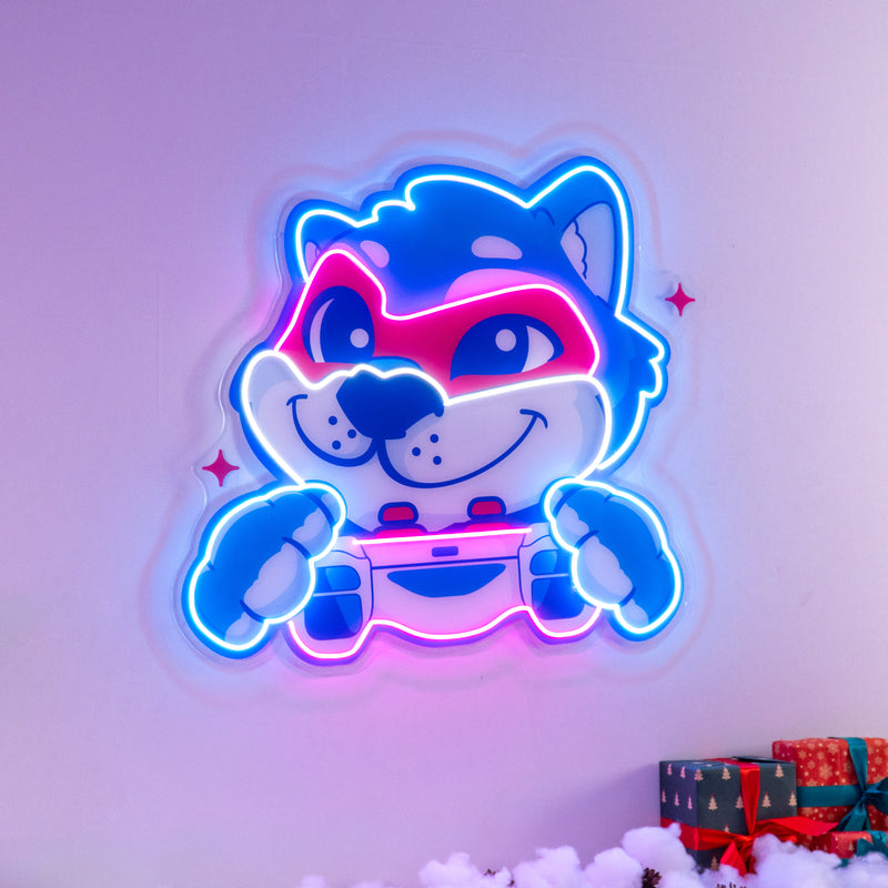 Wolf Mascot Gaming LED Neon Sign Light Pop Art