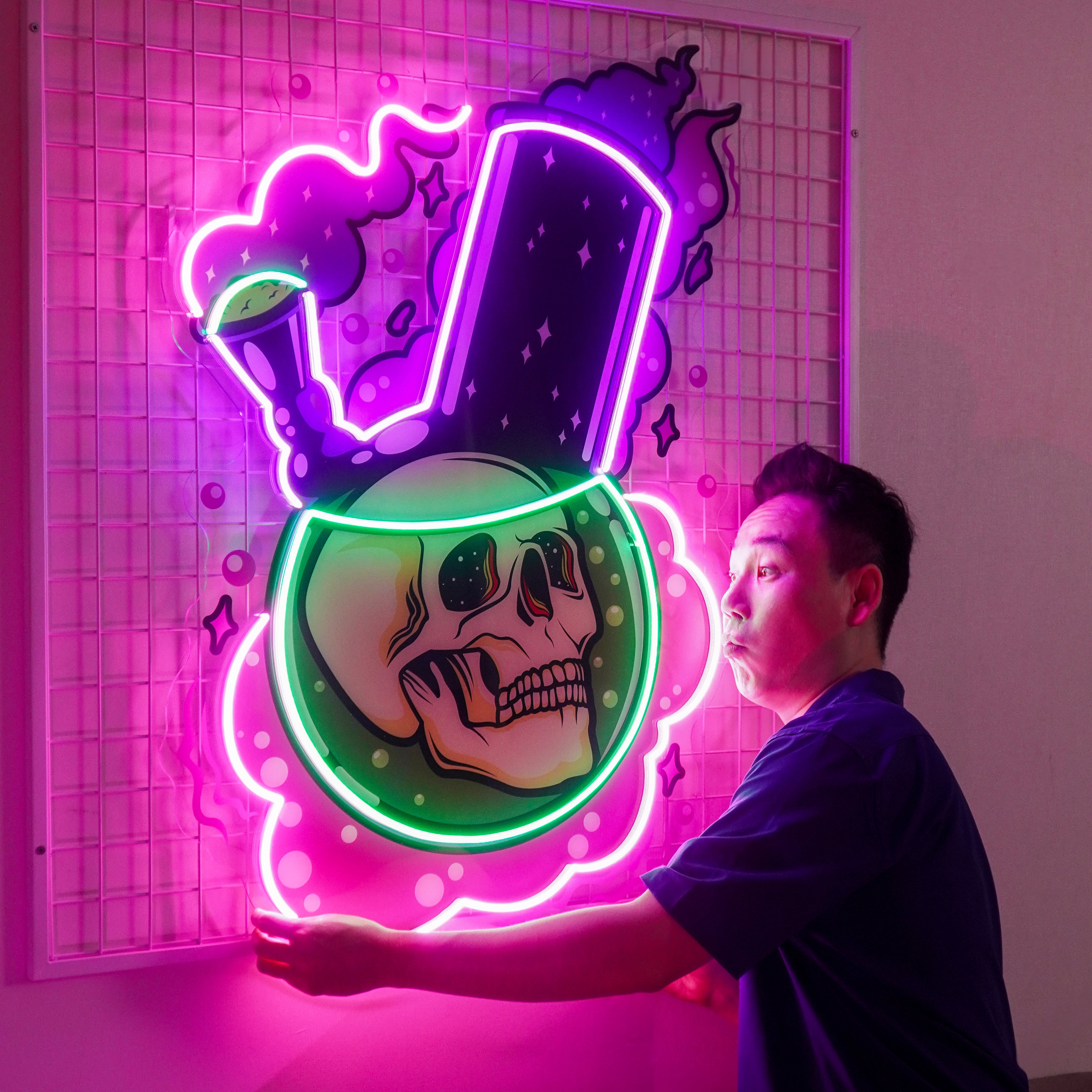 Bong Skull LED Neon Sign Light Pop Art