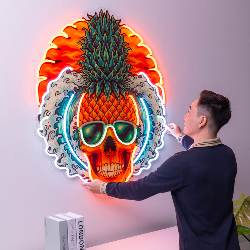 Pineapple Sea Skull LED Neon Sign Light Pop Art