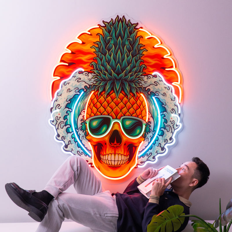 Pineapple Sea Skull LED Neon Sign Light Pop Art