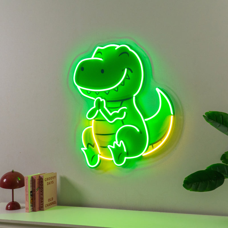 Dinosaur Clapping LED Neon Sign Light Pop Art