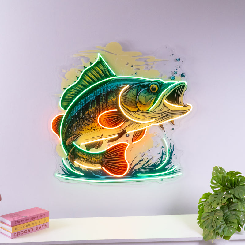 Cartoon Big Sea Bass LED Neon Sign Light Pop Art