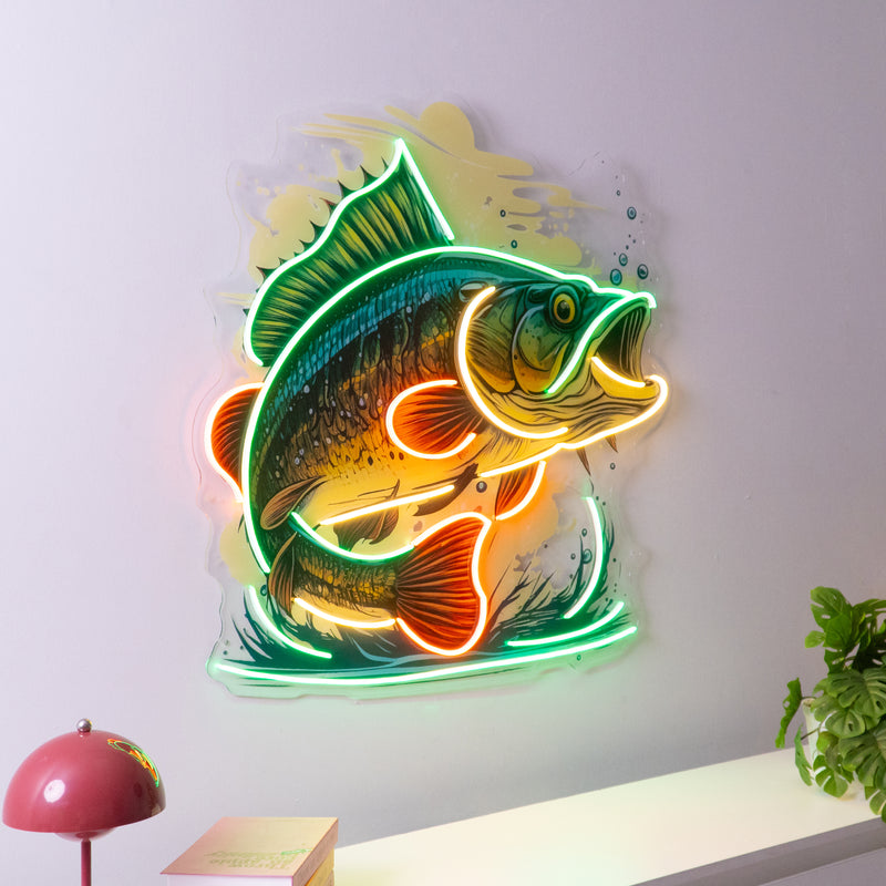 Cartoon Big Sea Bass LED Neon Sign Light Pop Art