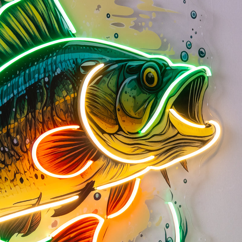 Cartoon Big Sea Bass LED Neon Sign Light Pop Art