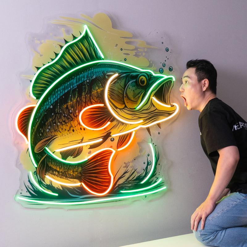 Cartoon Big Sea Bass LED Neon Sign Light Pop Art