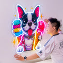 Cute Dog Eating Ice Cream LED Neon Sign Light Pop Art