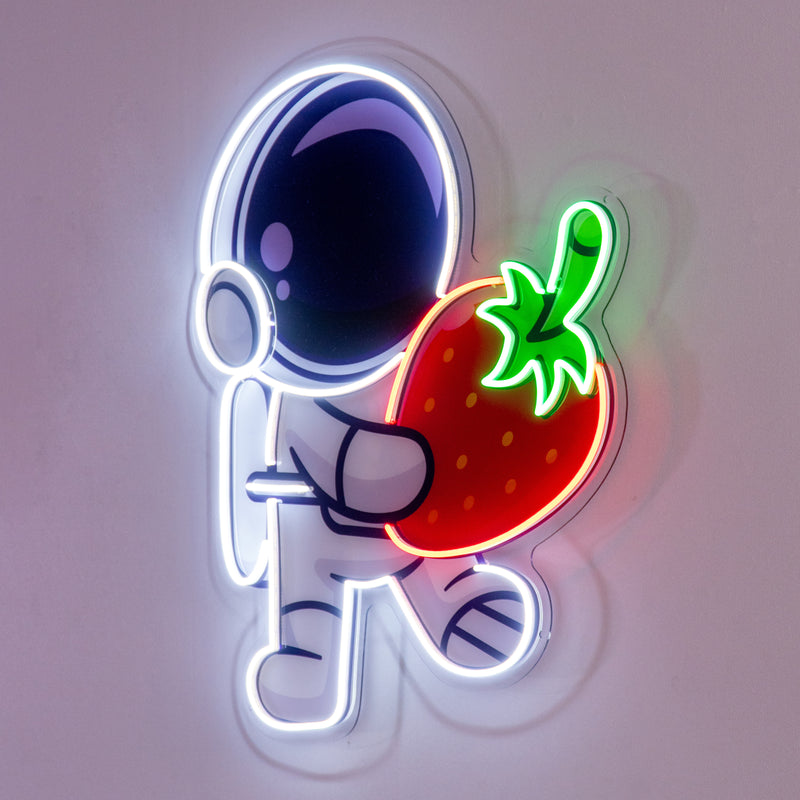 Astronaut Holding Strawberry Led Neon Acrylic Artwork