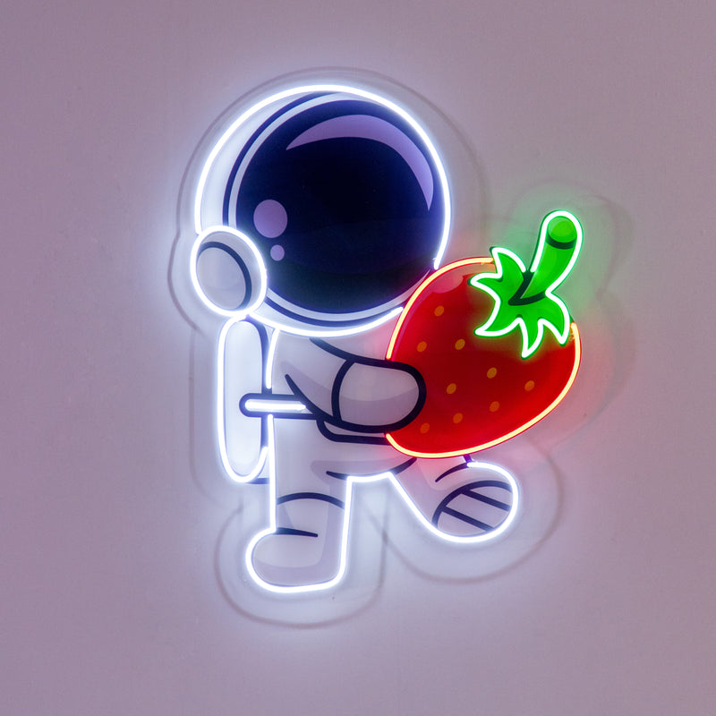 Astronaut Holding Strawberry Led Neon Acrylic Artwork