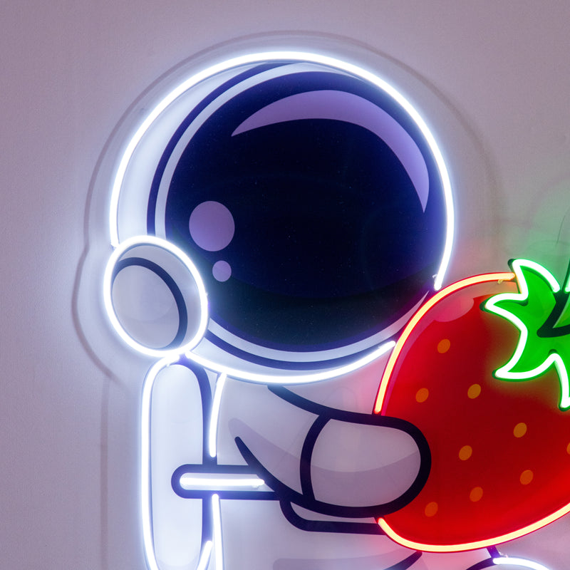 Astronaut Holding Strawberry Led Neon Acrylic Artwork