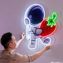 Astronaut Holding Strawberry Led Neon Acrylic Artwork
