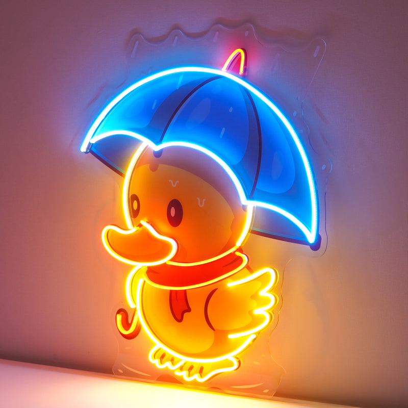 Duck Walking Under Rain LED Neon Sign Light Pop Art