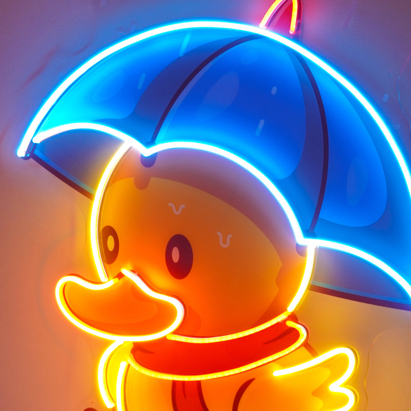 Duck Walking Under Rain LED Neon Sign Light Pop Art