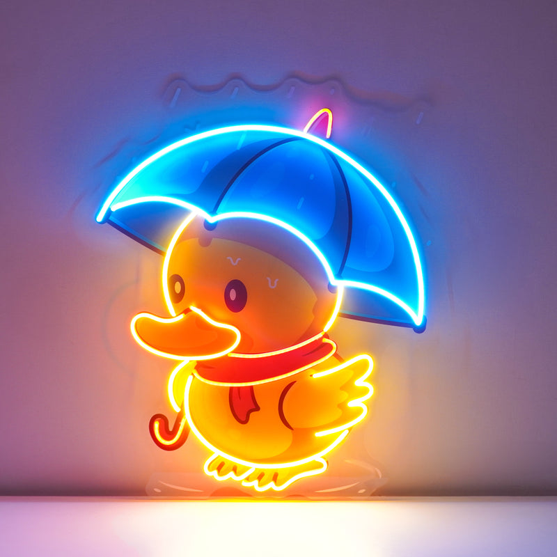 Duck Walking Under Rain LED Neon Sign Light Pop Art