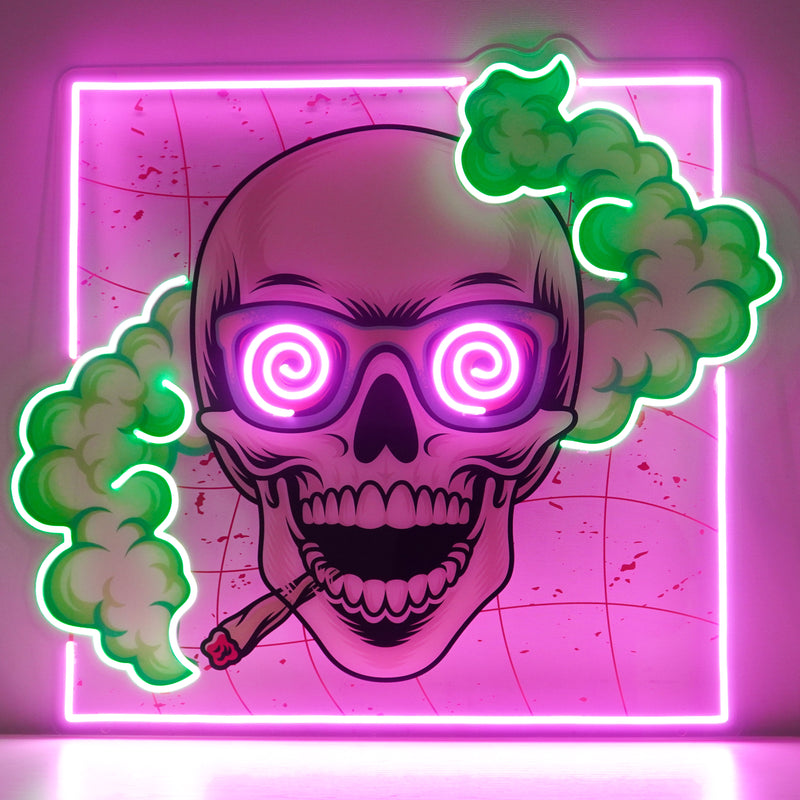 Smoking High Skull LED Neon Sign Light Pop Art